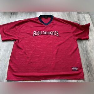 Vintage FUBU Athletics Jersey Mens 4x Black Red V-Neck Embroidered 1992 Hip-Hop